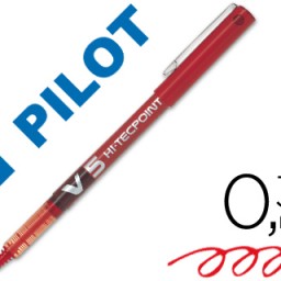 Bolígrafo roller Pilot V-5 punta aguja tinta roja 0,5 mm.